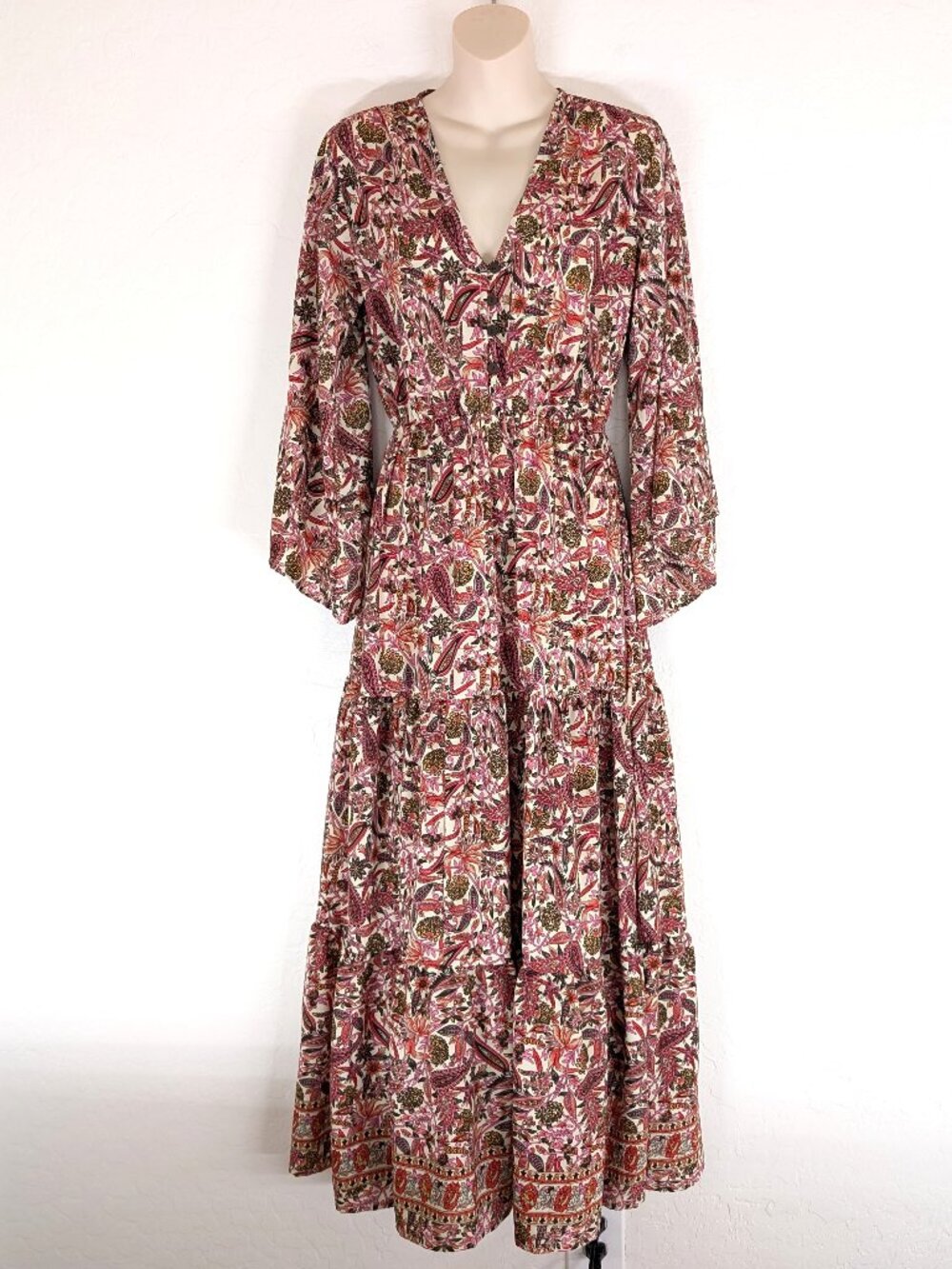 BOEMO Anthropologie Dress Women's M Maxi Floral Boho Flowy Cottage Core